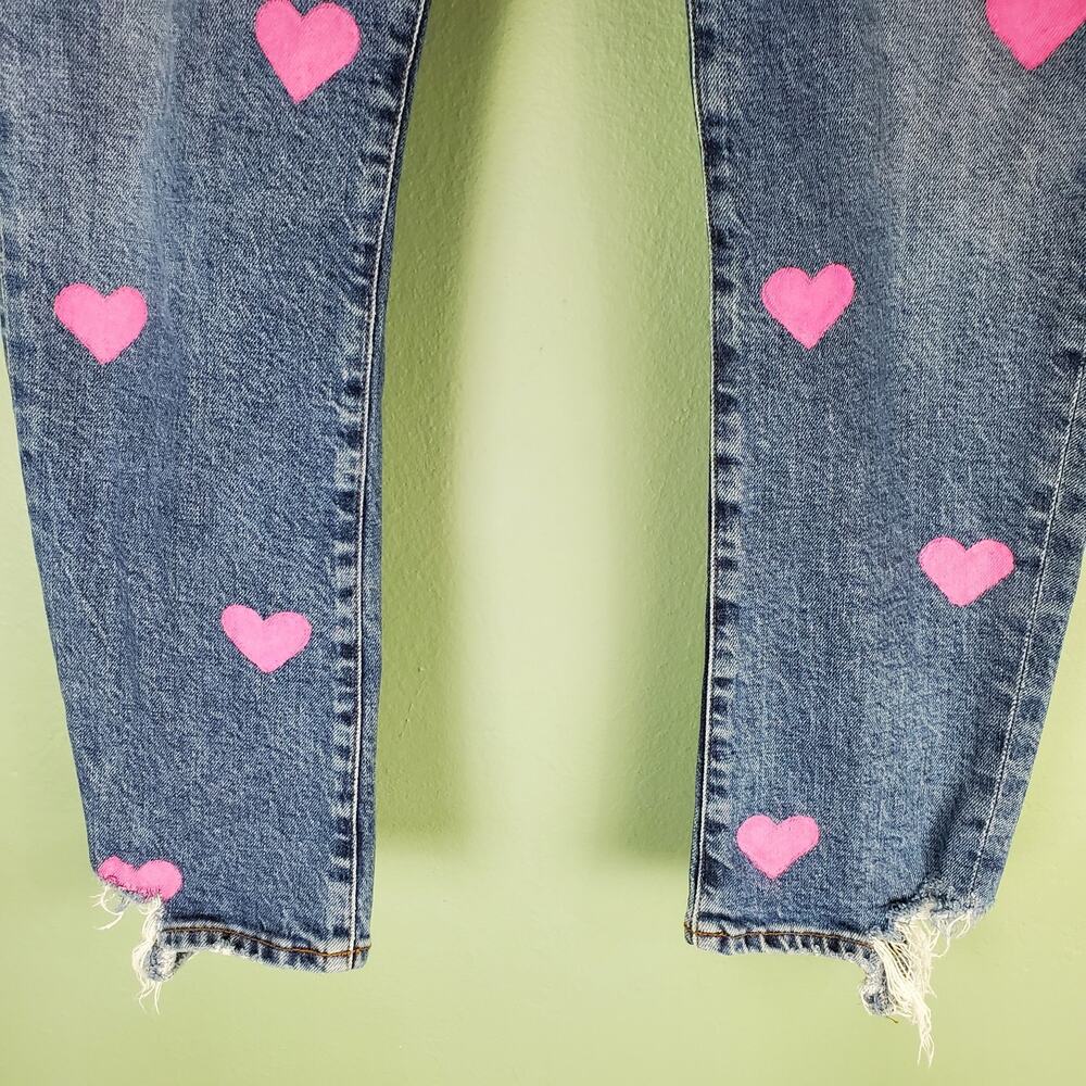AGOLDE Women's Pink Heart Distressed Denim Jeans Size 29 - Picture 6 of 7